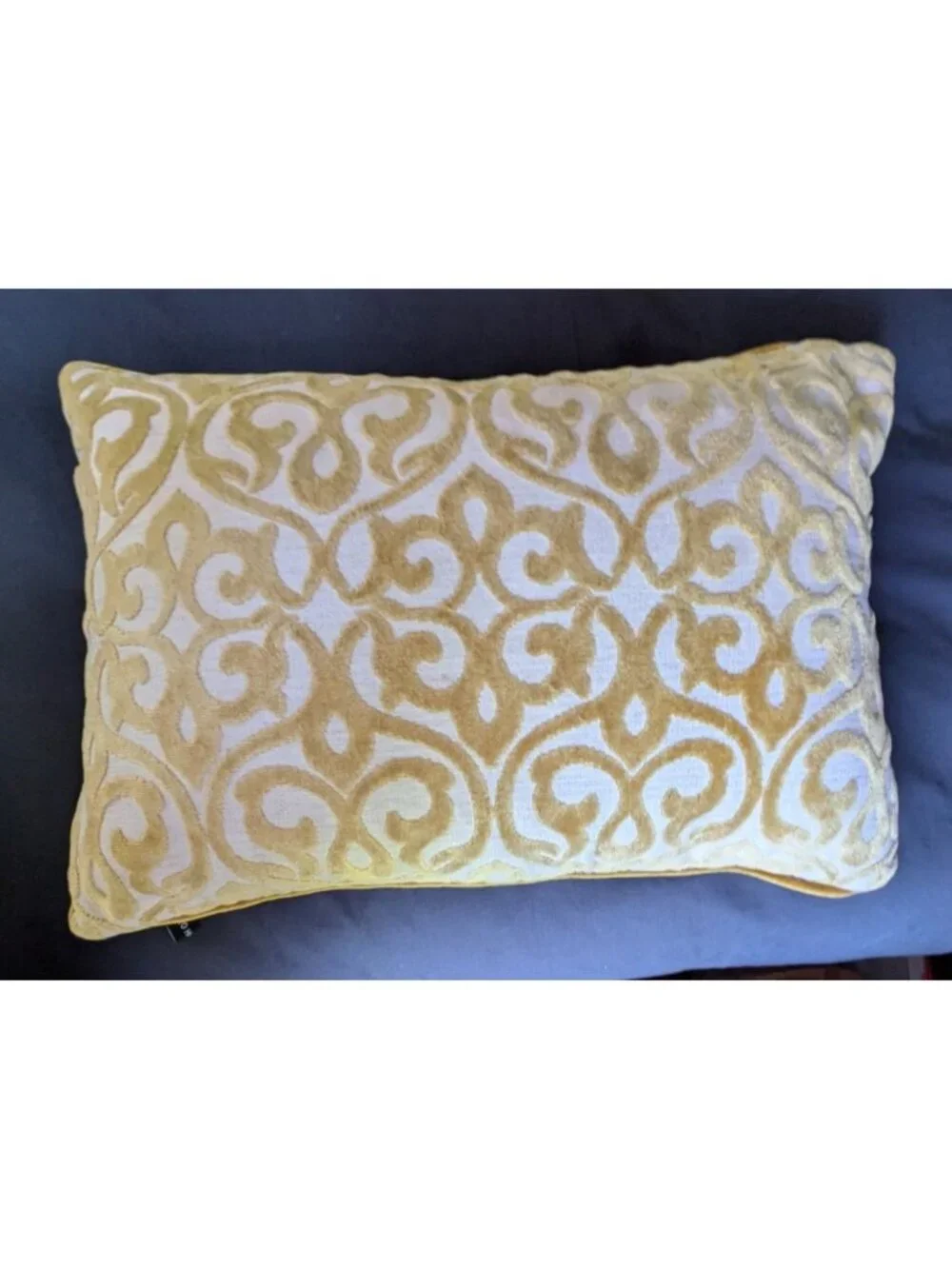 Rodeo Home Gold Velour Brocade Throw Pillow Down Feather Filled MCM 18x26
